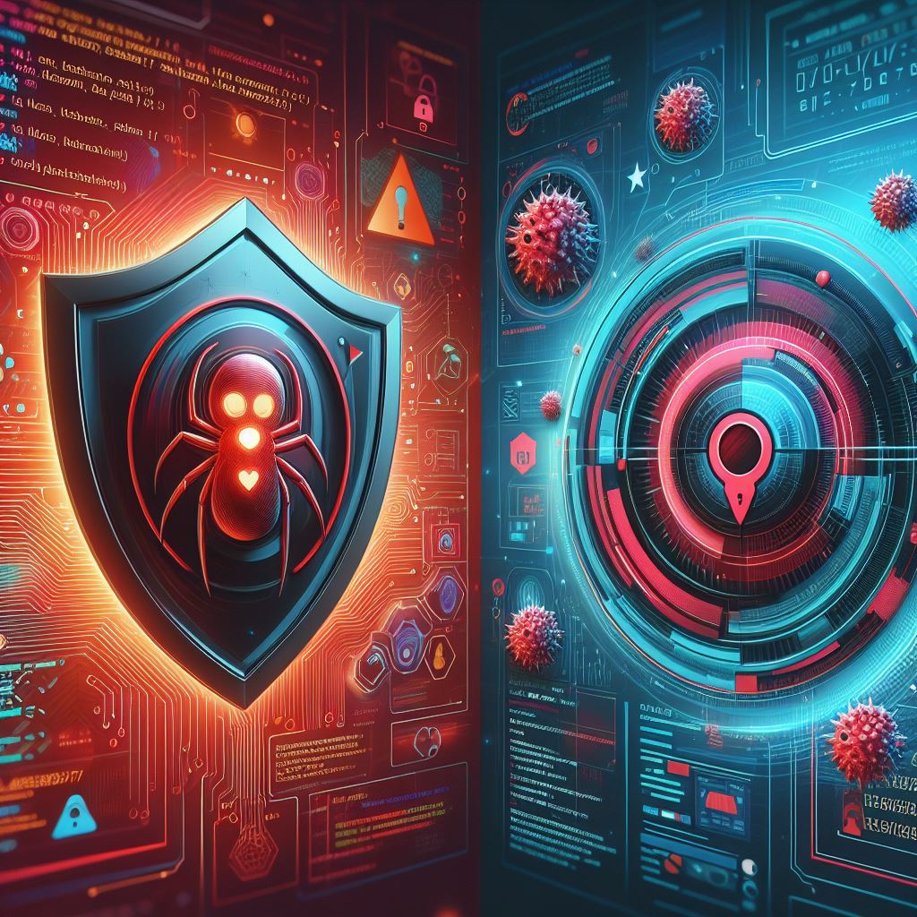 EDR vs Antivirus, que choisir ? Illustration de comparaison en 3D générée par IA